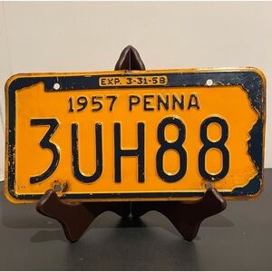 Vintage Pennsylvania State License Plate 1957